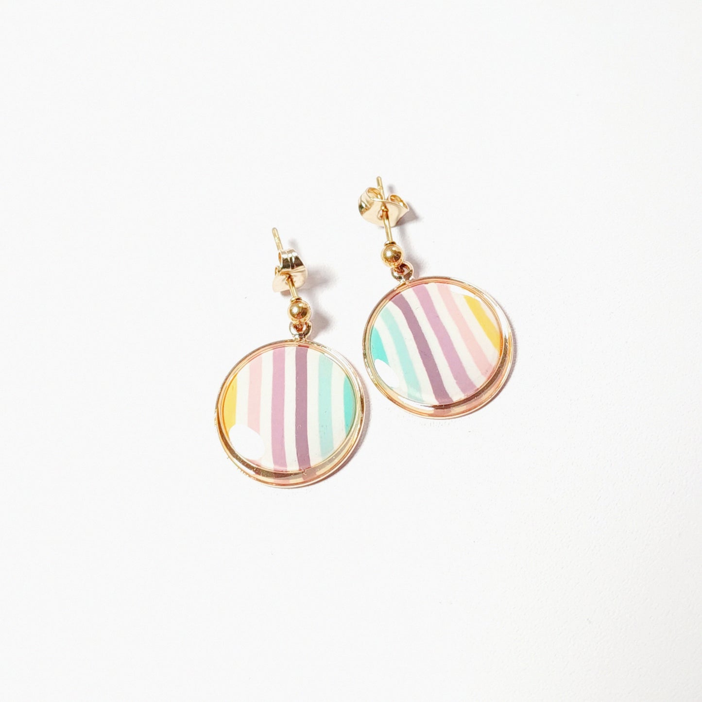 Boucles KAMPSOS – Rayures Pastel Or