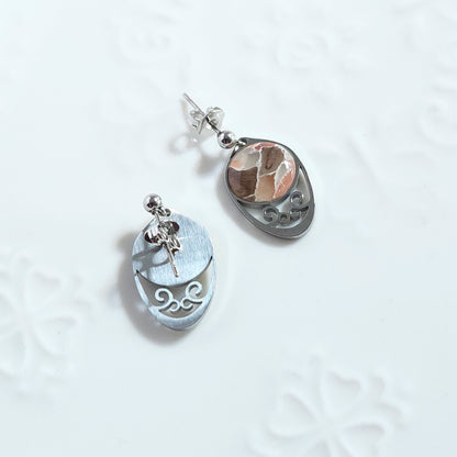 Boucles MINERAL_Elovale Corail et Blanc