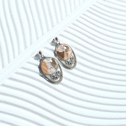 Boucles MINERAL_Elovale Corail et Blanc