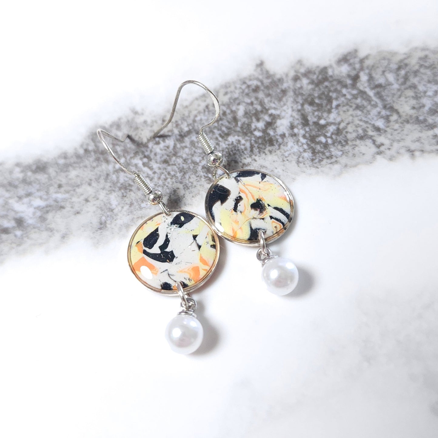 Boucles PERLE – Marbré Soleil Argent