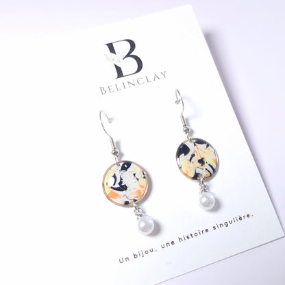 Boucles PERLE – Marbré Soleil Argent