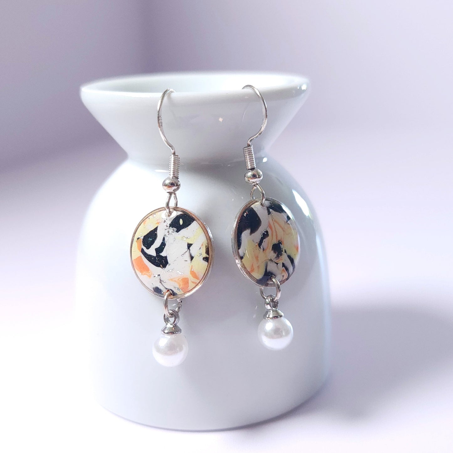 Boucles PERLE – Marbré Soleil Argent