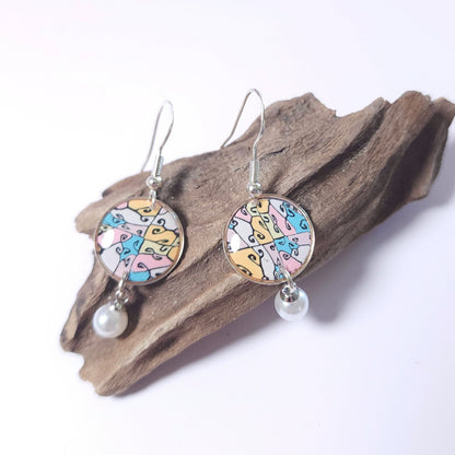 Boucles PERLE – Arabesques Pastel Argent -1-