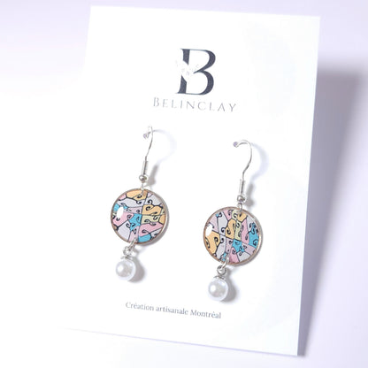 Boucles PERLE – Arabesques Pastel Argent -1-