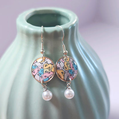 Boucles PERLE – Arabesques Pastel Argent -1-