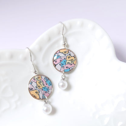 Boucles PERLE – Arabesques Pastel Argent -1-