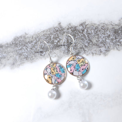 Boucles PERLE – Arabesques Pastel Argent -1-