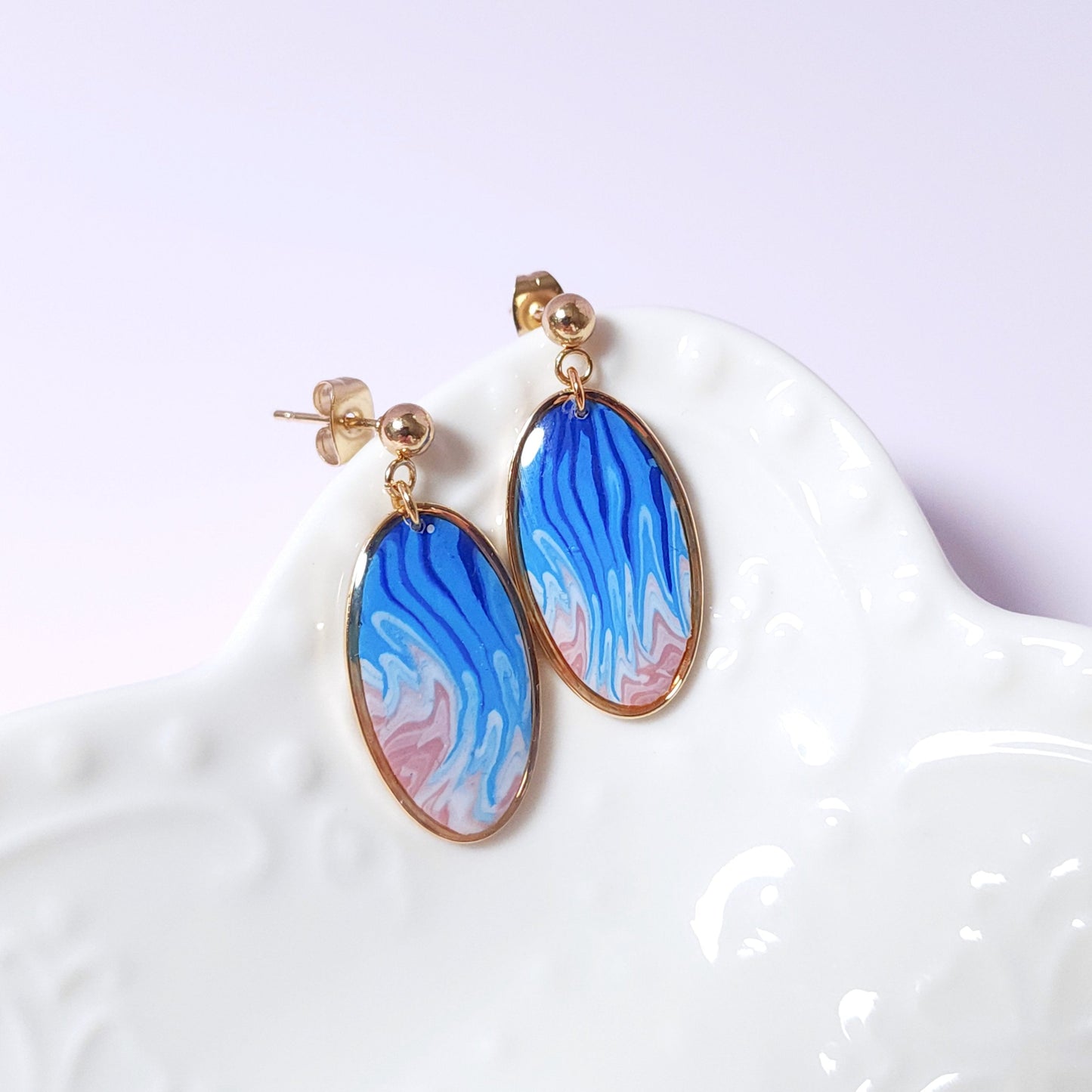 Boucles KAMPSOS – Vague Azur Rosé Or