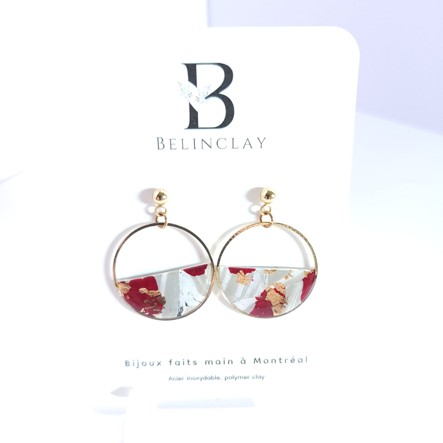 Boucles RINGAS - Créoles Écarlate Dorées
