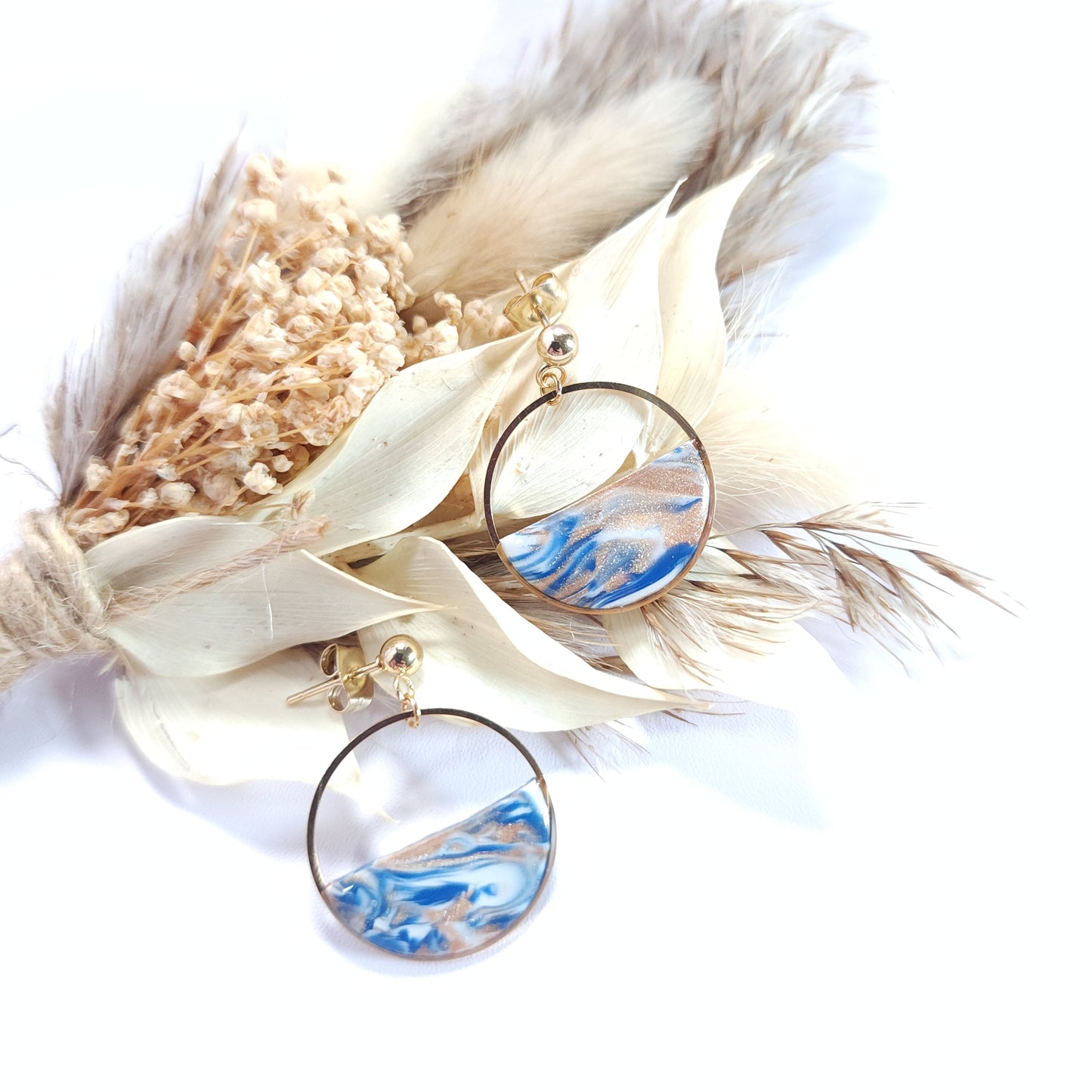 Boucles RINGAS - Dorées Océan Marbré