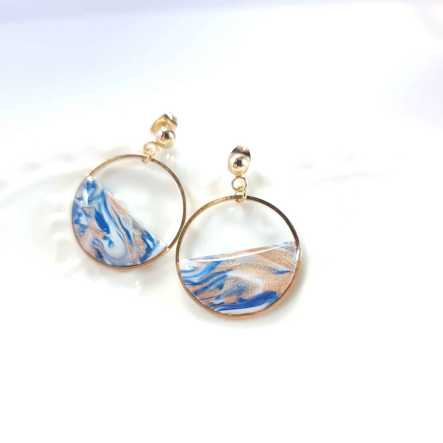 Boucles RINGAS - Dorées Océan Marbré