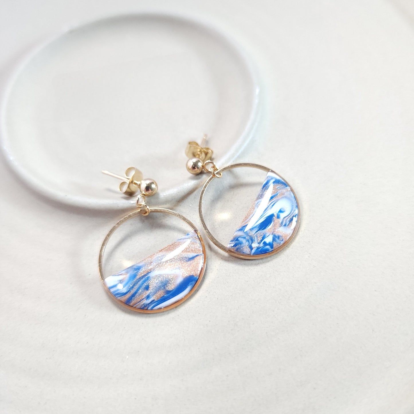 Boucles RINGAS - Dorées Océan Marbré