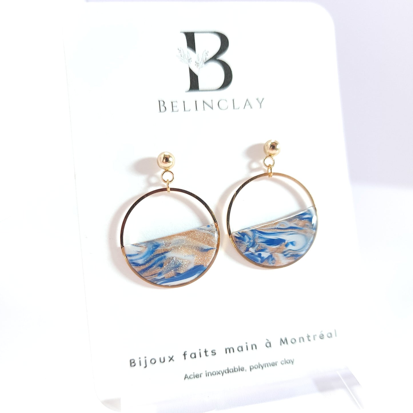 Boucles RINGAS - Dorées Océan Marbré