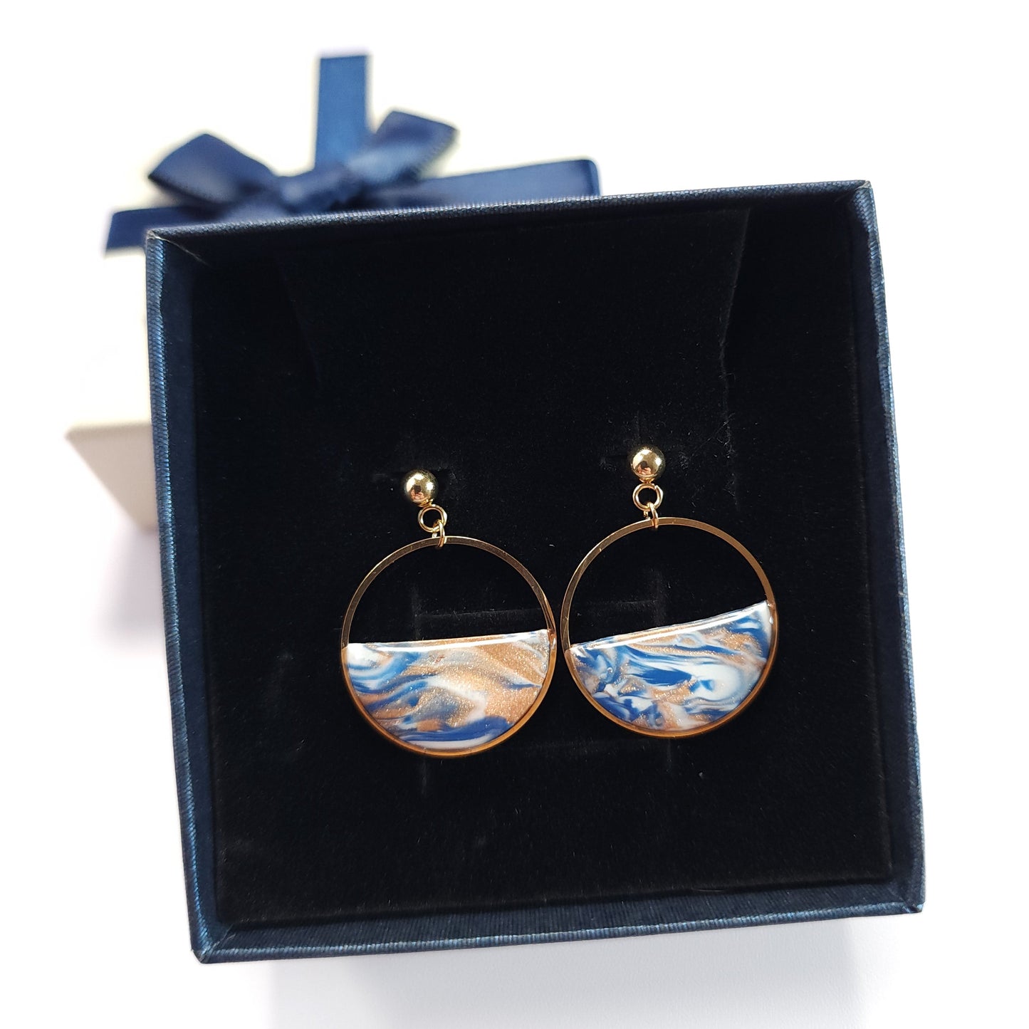 Boucles RINGAS - Dorées Océan Marbré