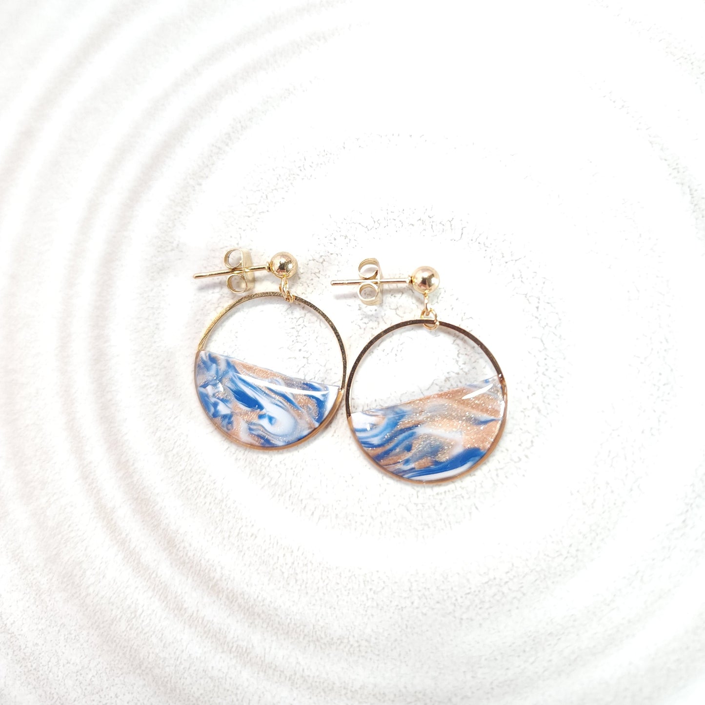 Boucles RINGAS - Dorées Océan Marbré