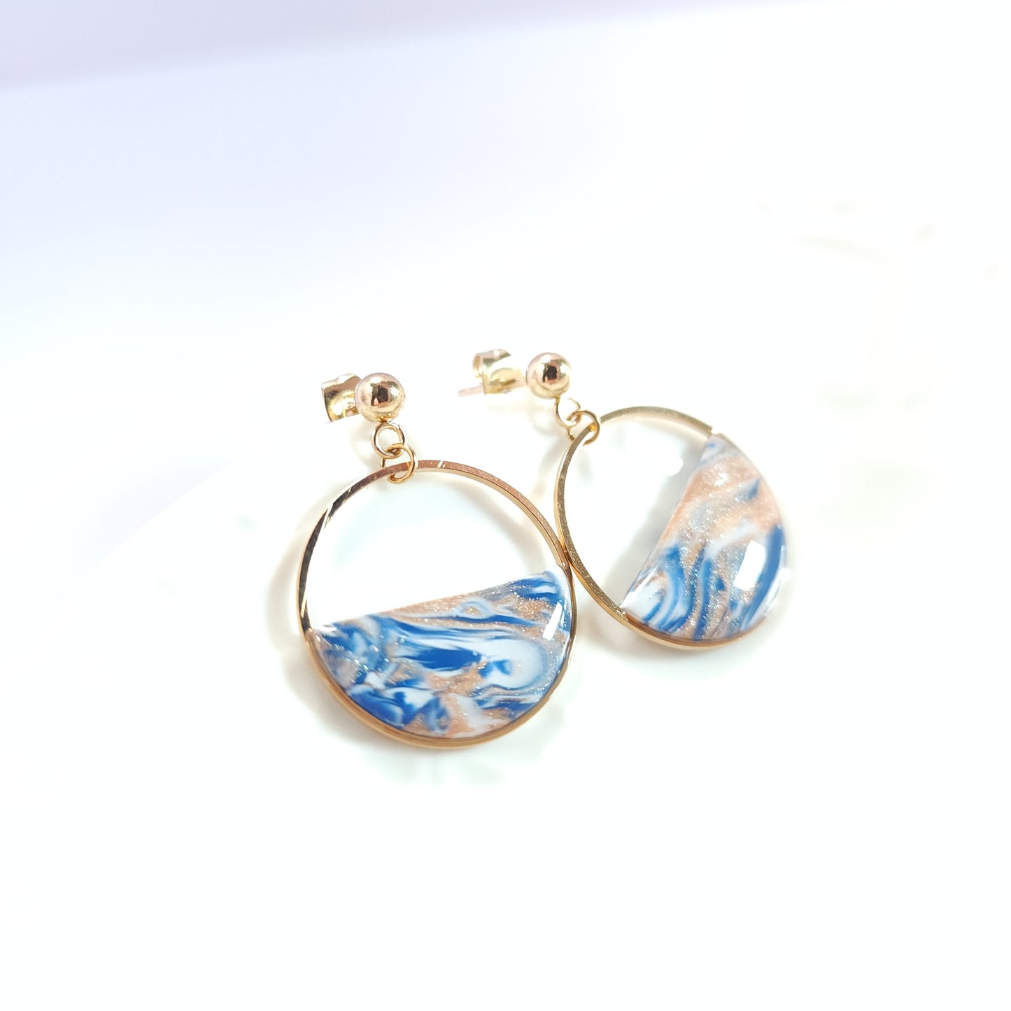 Boucles RINGAS - Dorées Océan Marbré