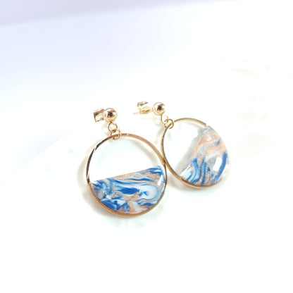 Boucles RINGAS - Dorées Océan Marbré