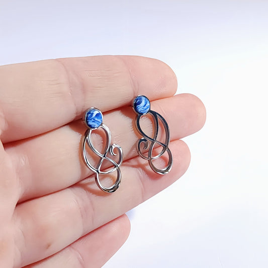 COLORFUL Stud Earrings – Céleste Blue & White