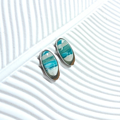 MINERAL Stud Earrings – Ovaline Coral & White