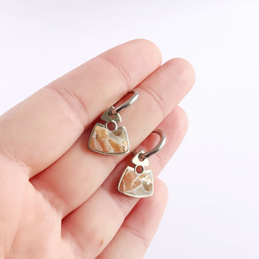MINERAL Hoop Earrings – Coral & White
