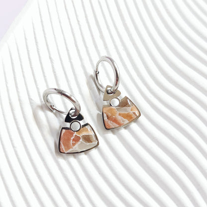 MINERAL Hoop Earrings – Coral & White