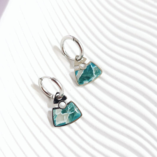 MINERAL Hoop Earrings – Turquoise & White