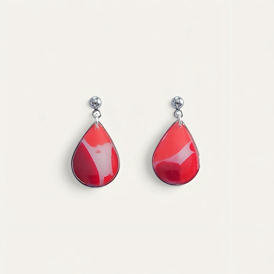 Gouttes marbrées rouge & rose