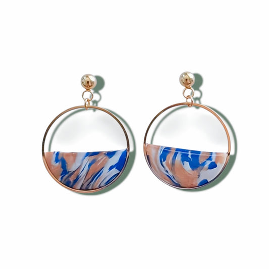 Boucles d’oreilles Cercle Océan Marbré