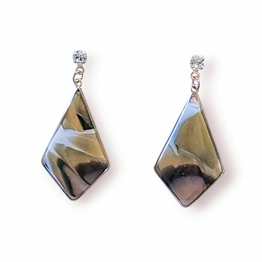 Boucles d’oreilles Losange Marbre Terre d’Ombre