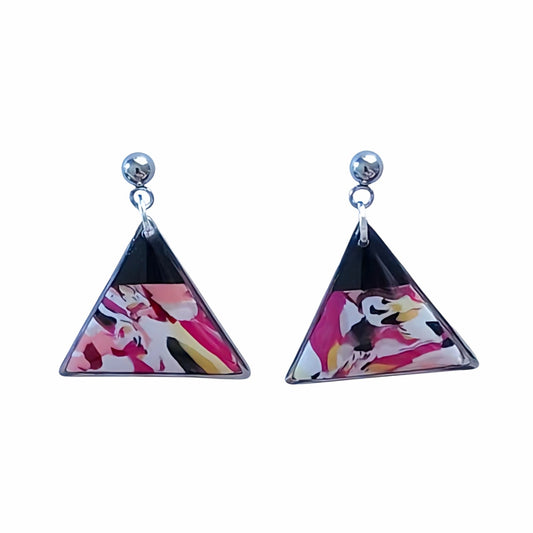 Boucles d’oreilles Triangle Abstrait Fuchsia