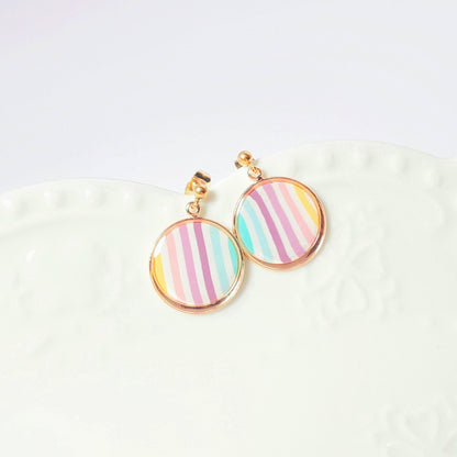 Boucles KAMPSOS – Rayures Pastel Or
