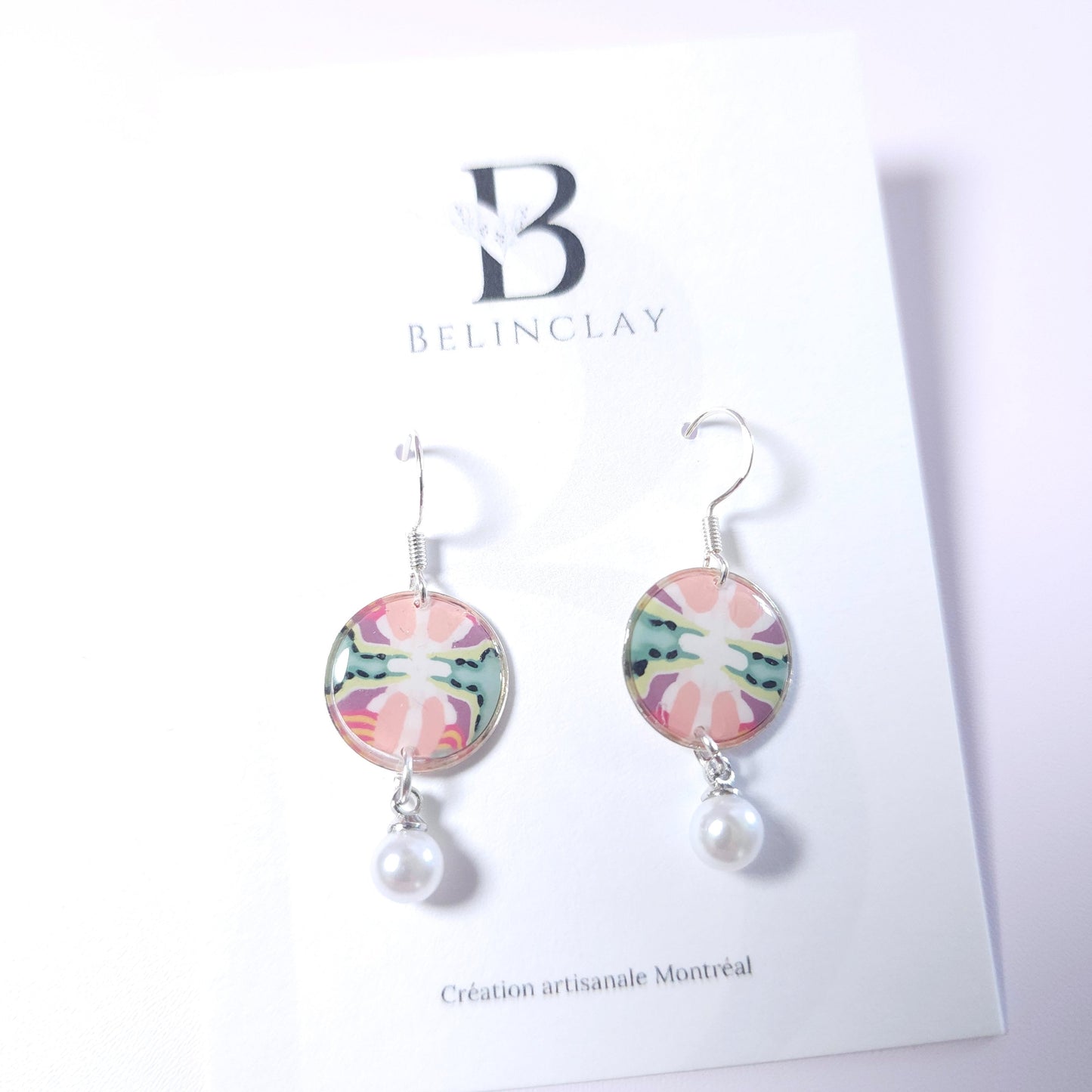 Boucles PERLE – Éclosion Corail 2 Argent