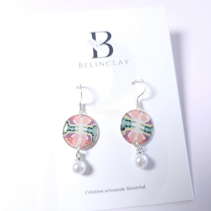 Boucles PERLE – Éclosion Corail 2 Argent