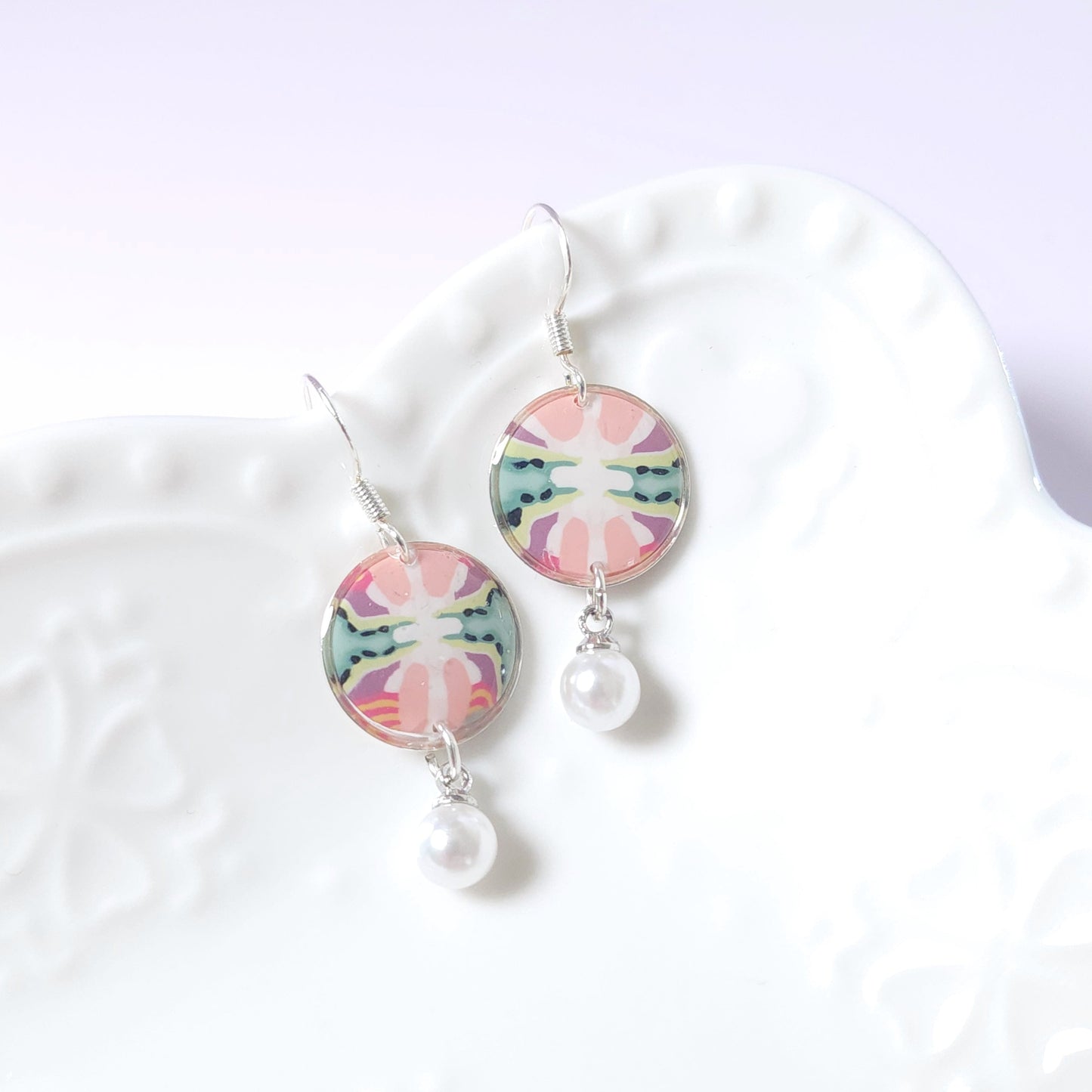 Boucles PERLE – Éclosion Corail 2 Argent