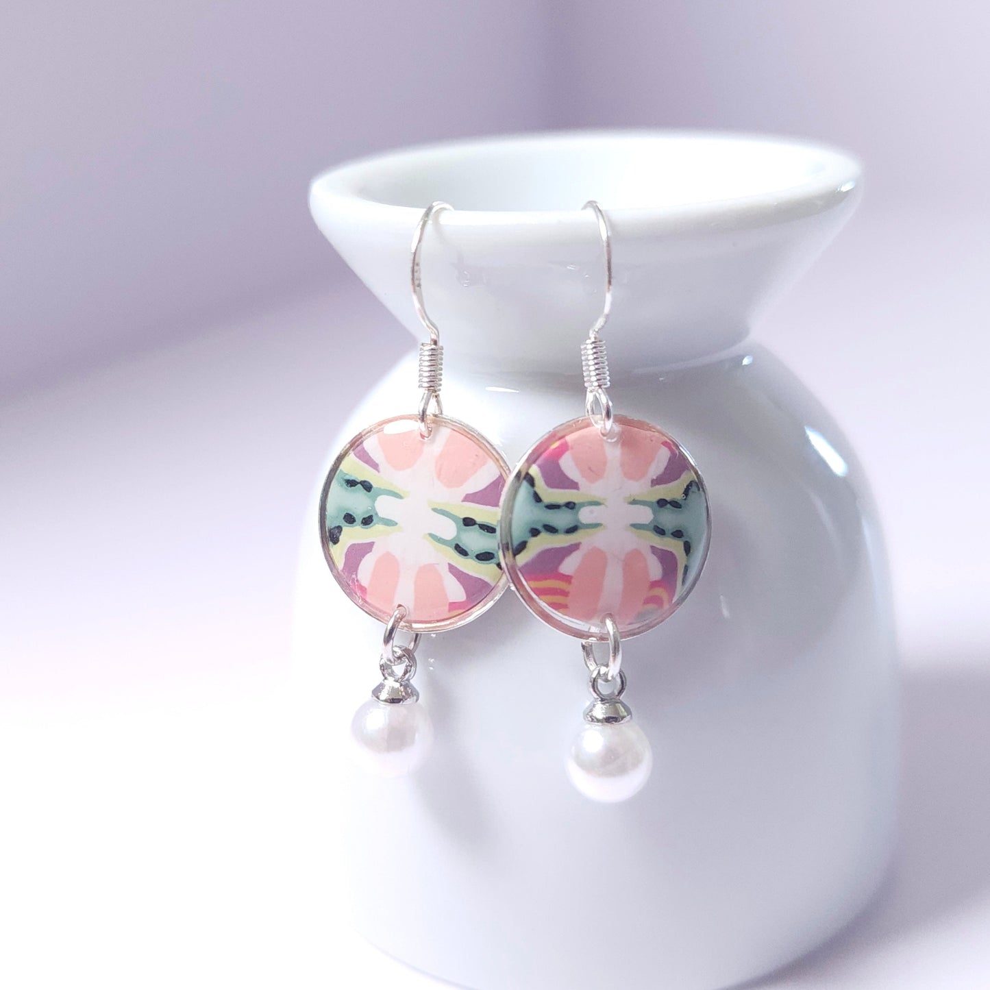 Boucles PERLE – Éclosion Corail 2 Argent