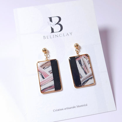 Boucles KAMPSOS – Marbré Rosé Noir Or