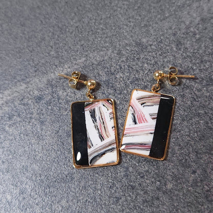 Boucles KAMPSOS – Marbré Rosé Noir Or