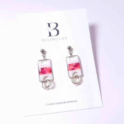 Boucles DAILY - Ruban Framboise Argent