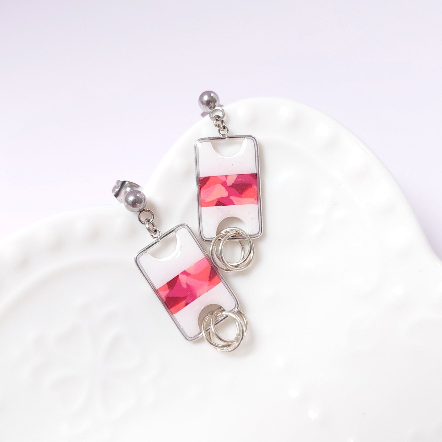 Boucles DAILY - Ruban Framboise Argent