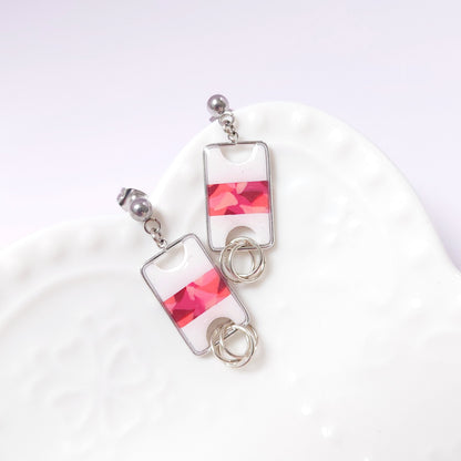 Boucles DAILY - Ruban Framboise Argent