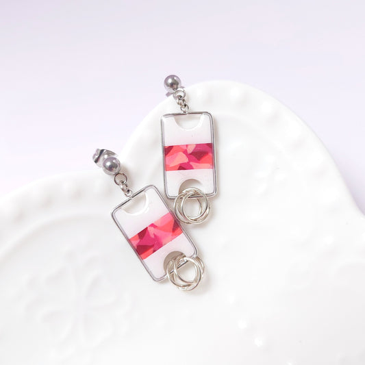 Boucles DAILY - Ruban Framboise Argent