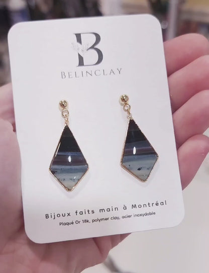 Boucles d’oreilles Losange Bleu Nuit